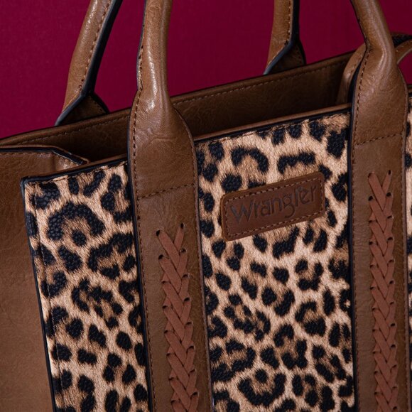 NWT Wrangler Tote Bag, Designer Satchel Handbag, Top Handle, Strap, True Leopard - Picture 5 of 6
